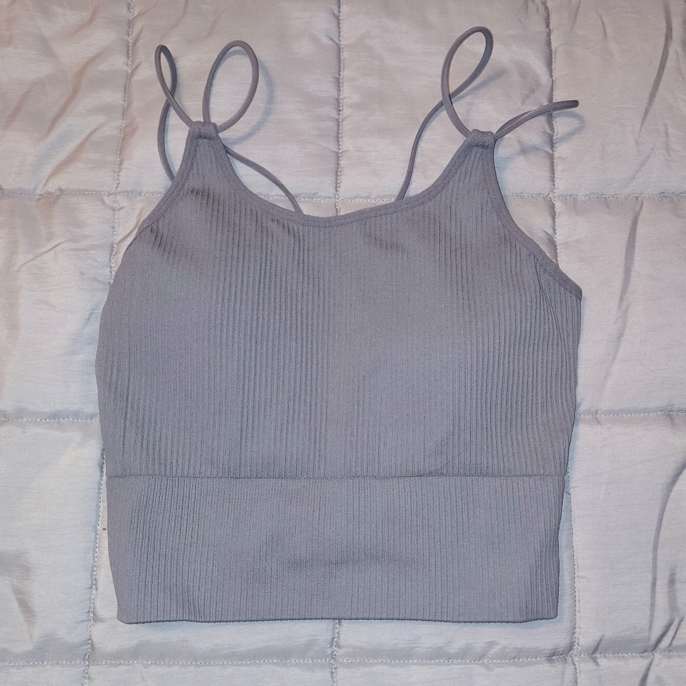 Women's Ribbed Gray Tank Top